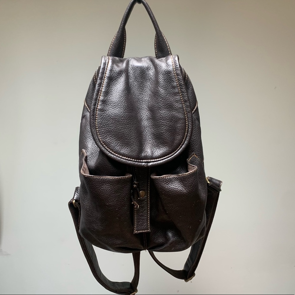 Classic Dark Brown Leather Backpack